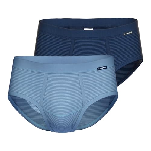 Ammann 2er Pack Herren Unterhose Unterwäsche Slip Brief Classic, Farbe:Mehrfarbig, Größe:7, Artikel:-22/125 dunkelblau/hellblau von Ammann