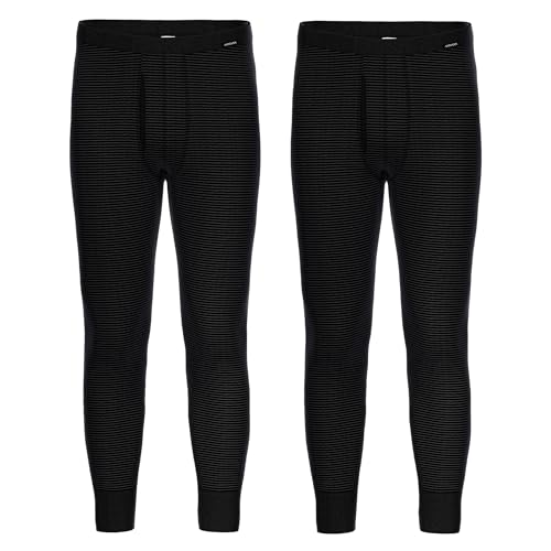 Ammann Herren Lange Unterhose | Jeans Feinripp | 2er Pack | 170882 (DE/NL/SE/PL, Alphanumerisch, L, Regular, Regular, Anthrazit gestreift) von Ammann