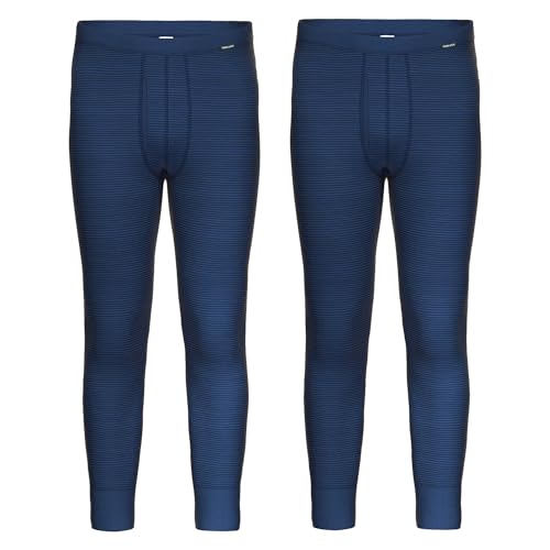 Ammann Herren Lange Unterhose | Jeans Feinripp | 2er Pack | 170882 (DE/NL/SE/PL, Alphanumerisch, XXL, Regular, Regular, Blau gestreift) von Ammann