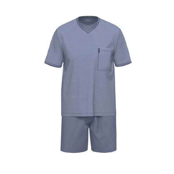 Ammann Herren Schlafanzug kurz mit V-Ausschnitt aus Bio-Baumwolle von Ammann