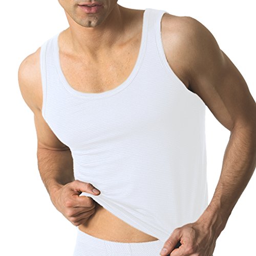 Ammann - Herren Unterhemd/Sport-Jacke - Cotton & More - Modal-Baumwoll-Elastan Mischung - Schwarz Dunkel-Blau Weiß - Größe 5 bis 8 (6, Weiß) von Ammann
