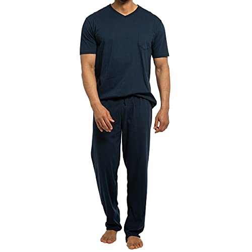 Ammann - Organic Cotton - Schlafanzug T-Shirt mit Hose lang (S Dunkelblau) von Ammann