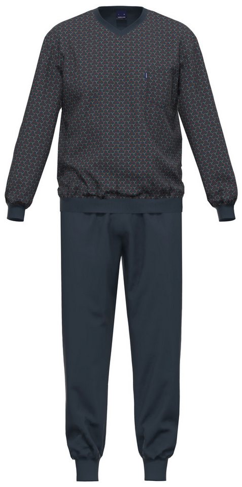 Ammann Schlafanzug Herren Pyjama lang mit Bündchen (2 tlg) Baumwolle von Ammann