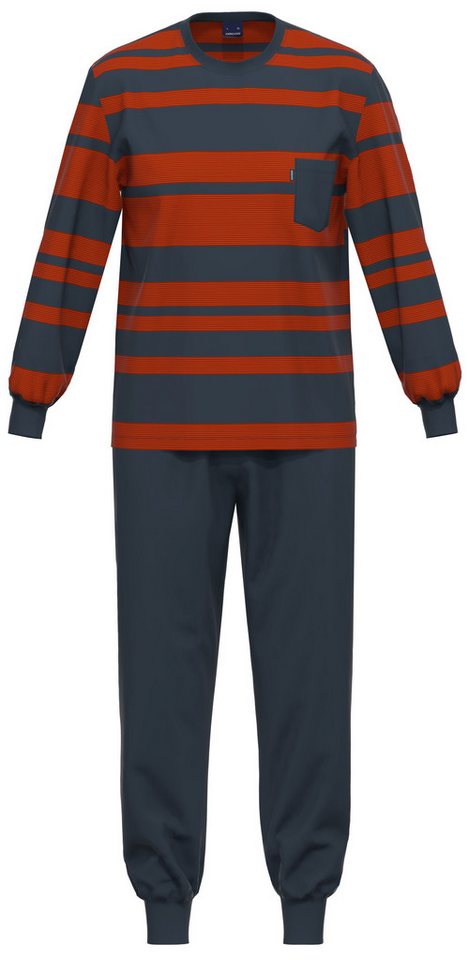 Ammann Schlafanzug Herren Pyjama lang mit Bündchen (2 tlg) Baumwolle von Ammann