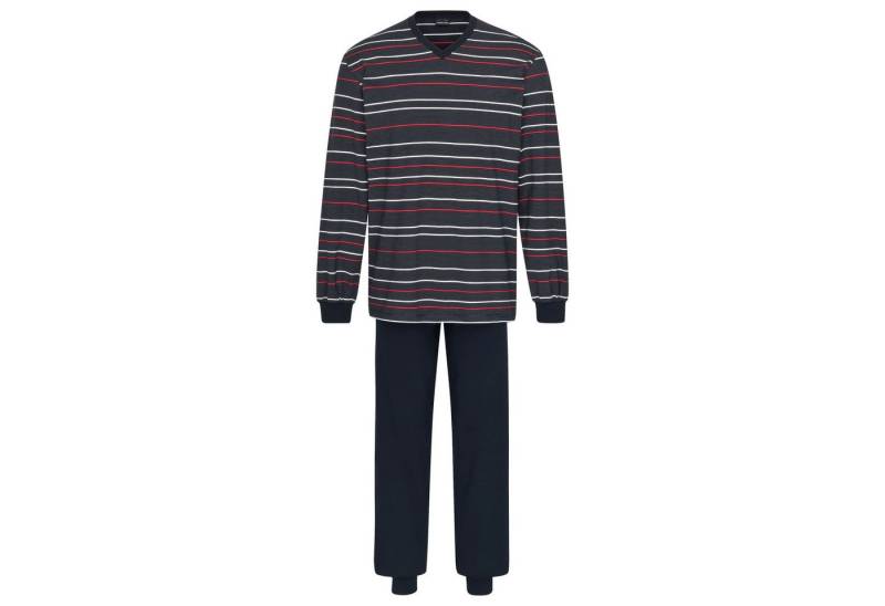 Ammann Schlafanzug Herren Schlafanzug lang V-Ausschnitt aus Bio-Baumwolle von Ammann