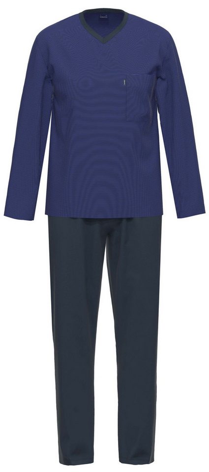 Ammann Schlafanzug Herren Schlafanzug lang V-Ausschnitt Bio-Baumwolle von Ammann