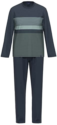 Ammann Schlafanzug Pyjama Langarm 30684 16 Marine/Oliv gestreift, Herren-Größe:52 von Ammann