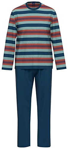 Ammann Schlafanzug Pyjama Langarm 30747 534 Marine/orange/rot gestreift, Herren-Größe:54 von Ammann