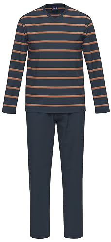 Ammann Schlafanzug Pyjama Langarm 30876 22 Marine/orange gestreift, Herren-Größe:50 von Ammann