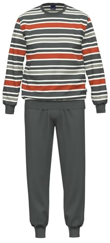 Ammann Schlafanzug Pyjama Langarm 30899 567 grau/orange gestreift, Herren-Größe:52 von Ammann