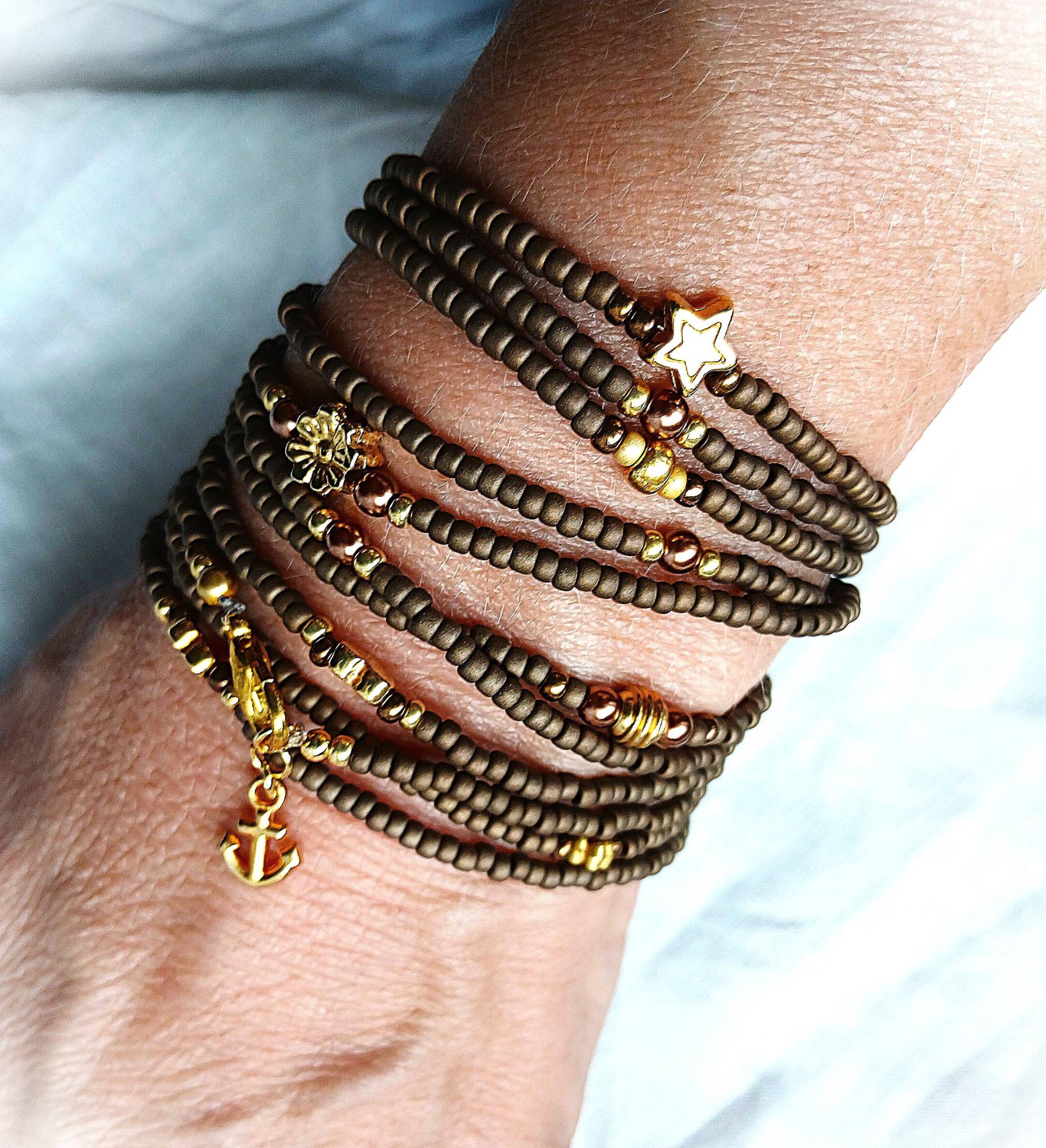 Mutter Erde Kette - Braun Matt Gold Boho Hippie Stern Fisch Saatperle Modeschmuck Lang Filigran Endloskette Armkette Halskette Mutter Erde Kette - Braun Matt Gold Boho Hippie Stern Fisch Saatperle Modeschmuck Lang Filigran Endloskette Armkette Halskette von Ammerseeperle