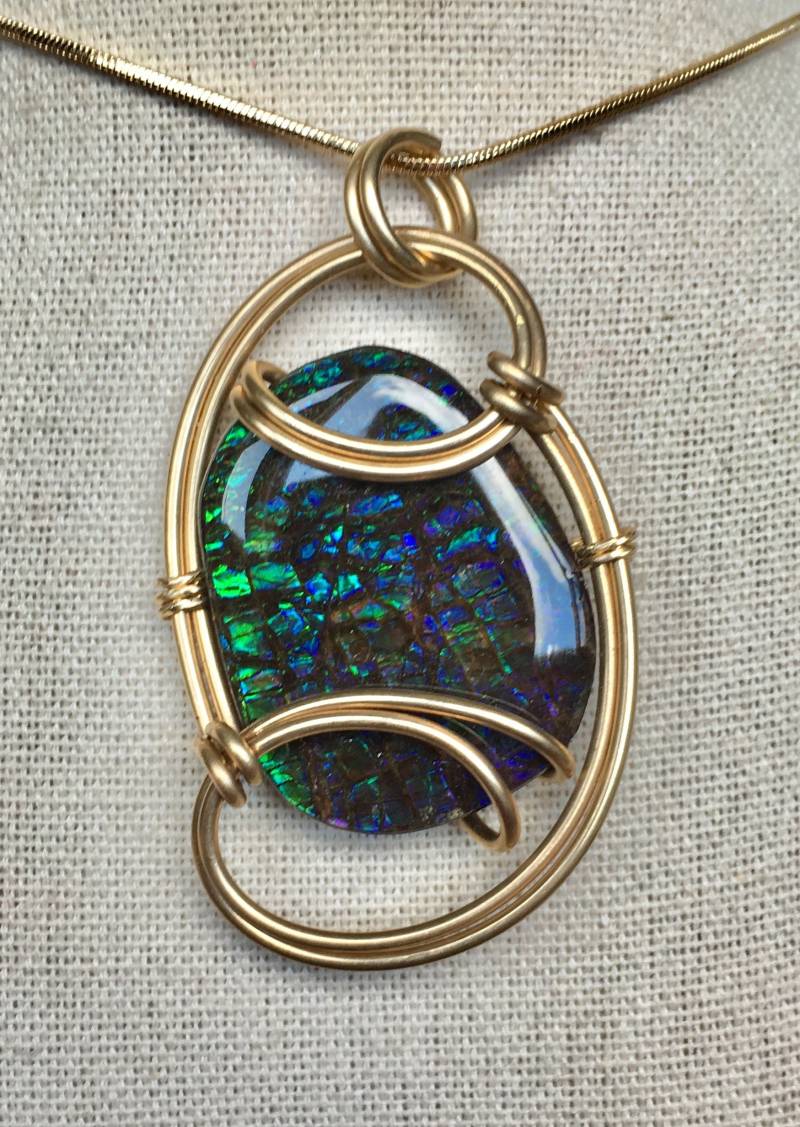 Ammolit Anhänger - Blaue Drachenhaut Ammolit Anhänger - Blaue Drachenhaut von AmmoliteRainbows