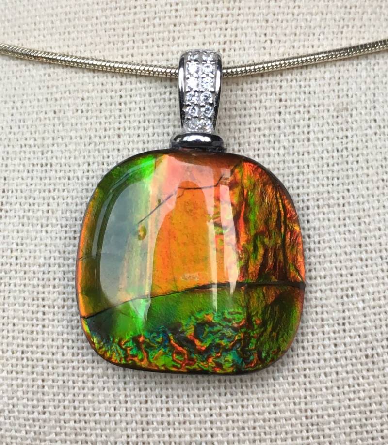 Ammolit Anhänger - Cz Akzente, Rand Stück Ammolit Anhänger - Cz Akzente, Rand Stück von AmmoliteRainbows