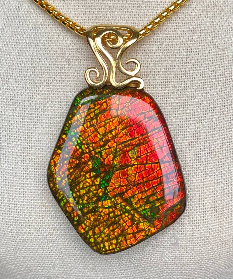 Ammolit Anhänger - Groß, Hell Und Wunderschön Glitzernde Drachenhaut Bitte Beschreibung Lesen von AmmoliteRainbows