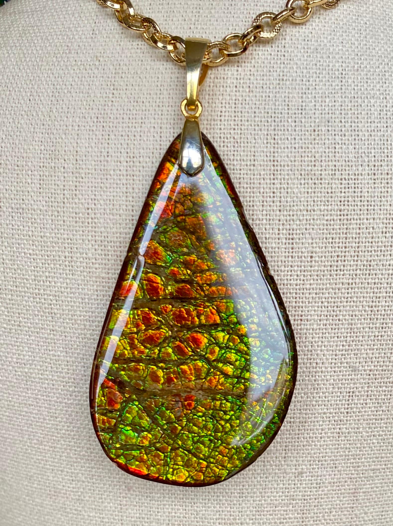 Ammolit Anhänger - Großer Funkelnder Edelstein Bitte Lesen Sie Die Beschreibung von AmmoliteRainbows