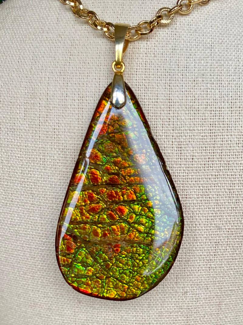 Ammolit Anhänger - Großer Funkelnder Edelstein Bitte Lesen Sie Die Beschreibung von AmmoliteRainbows