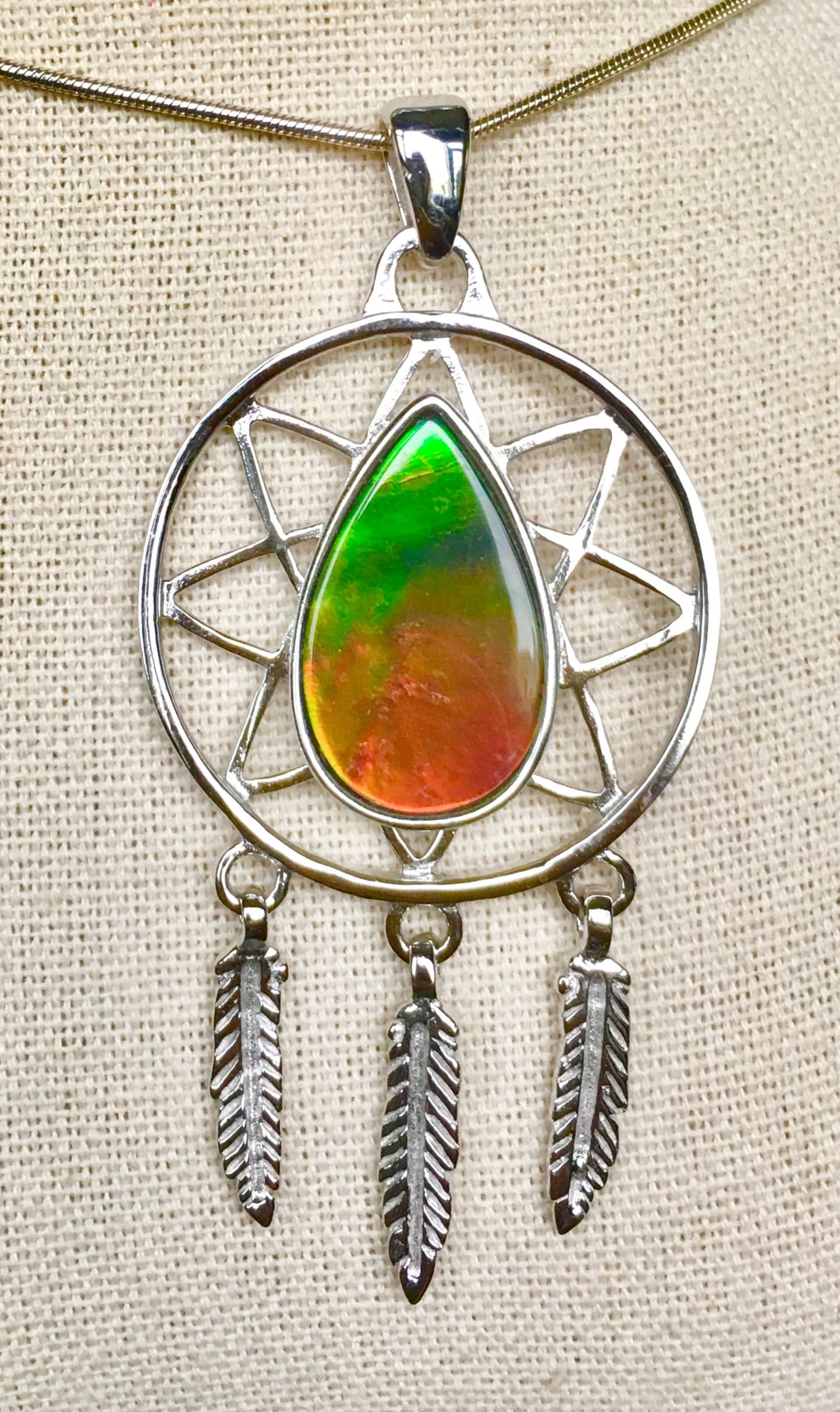 Ammolit Anhänger - Traumfänger in Herbstlichen Farben Ammolit Anhänger - Traumfänger in Herbstlichen Farben von AmmoliteRainbows