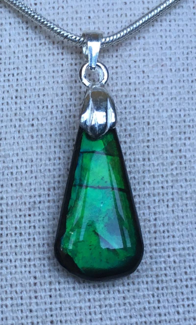 Ammolit Anhänger - Zierliches Schmuckstück in Grünlich-Türkis Tönen Schau Dir Alle Fotos An von AmmoliteRainbows