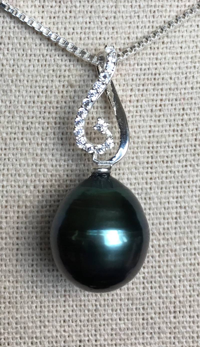 Große Schwarze Perle Tahiti Anhänger Große Schwarze Perle Tahiti Anhänger von AmmoliteRainbows