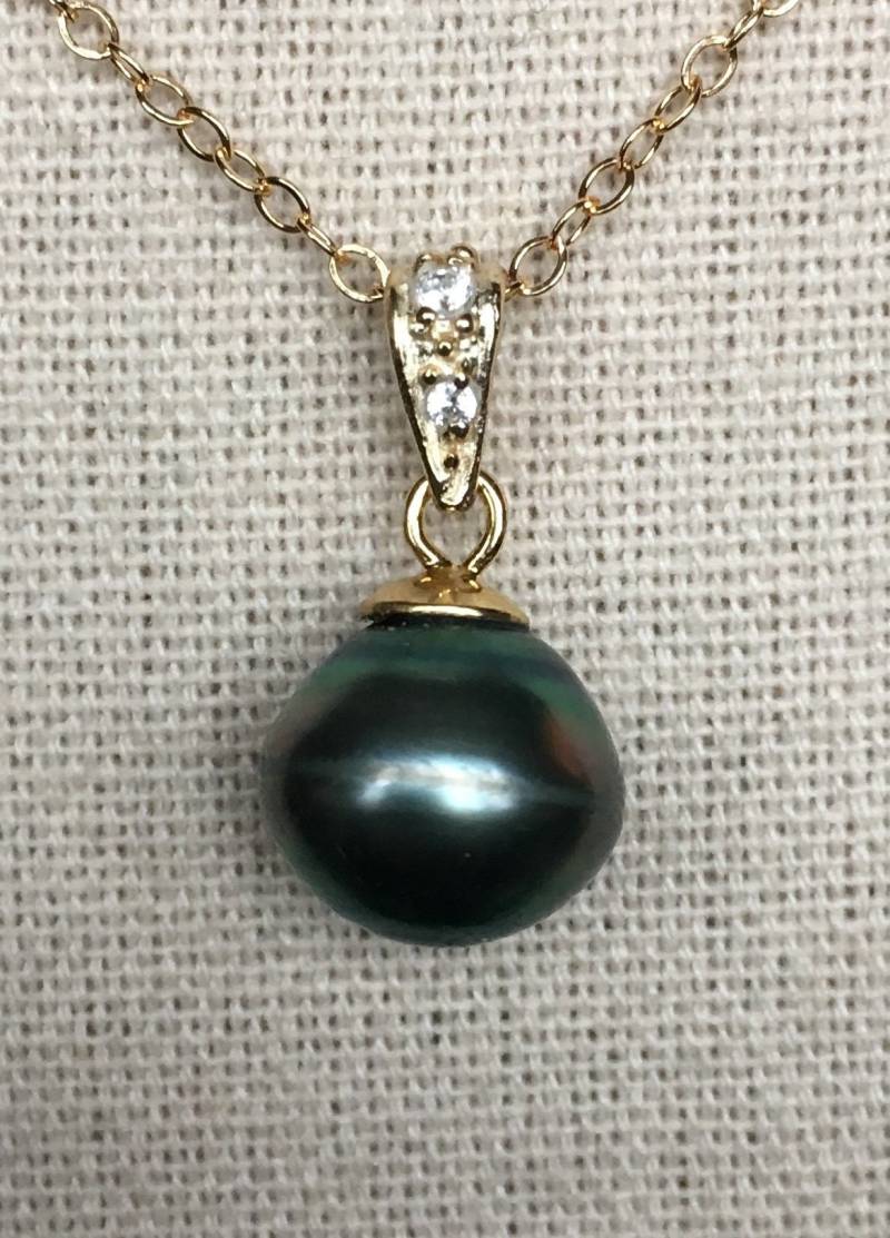 Schwarze Perle Tahiti Anhänger Schwarze Perle Tahiti Anhänger von AmmoliteRainbows