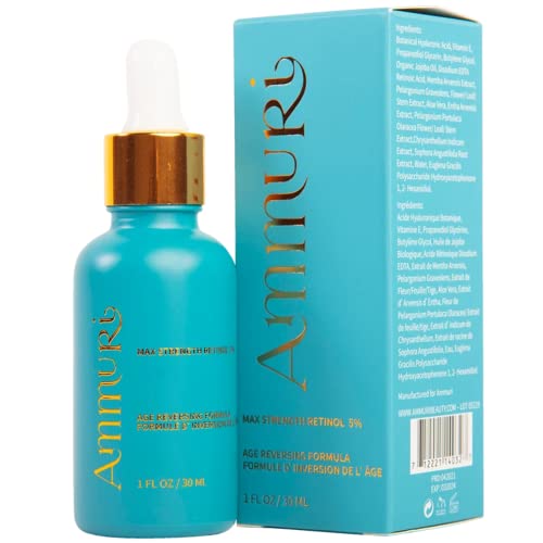 Ammuri Retinol Serum 5% (Max) – Hochwirksames Retinol Gesichtsserum, Anti-Aging-Formel für Frauen und Männer, Ideal für Hautpflege, Aknebehandlung und Augenringe – 30 ml von Ammuri