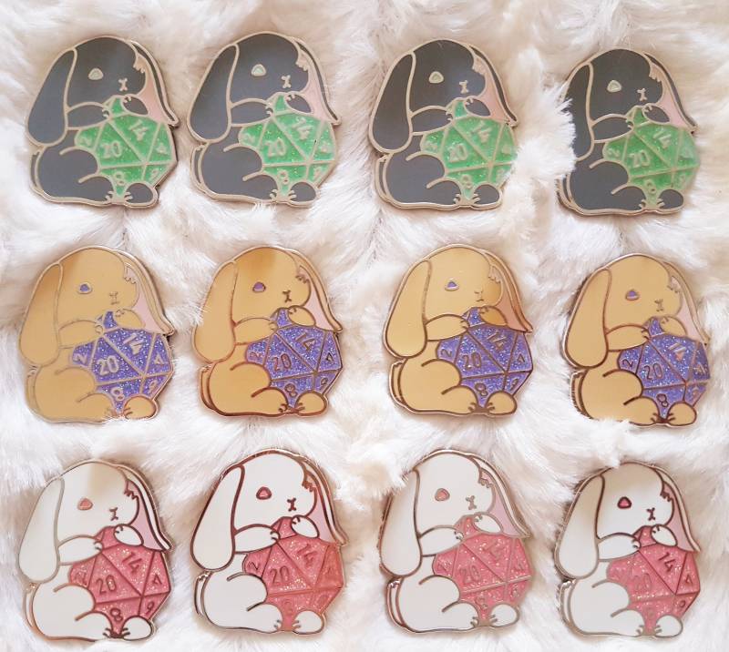 Würfel Haustiere, Hase Emaille Pins, Süße Anstecknadel, Dnd Kaninchen Pin, Glitzer Pin von Ammybunny