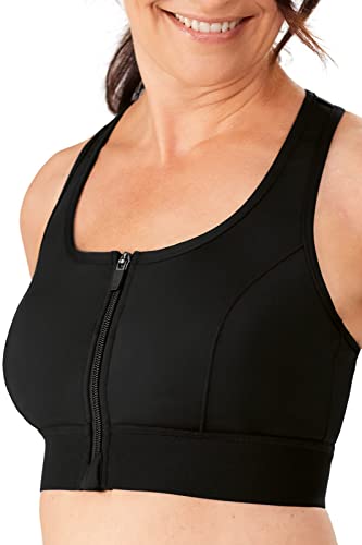Amoena Damen Zip Front Medium Support Pocketed Sport Bra BH, Undurchsichtige, Schwarz von Amoena