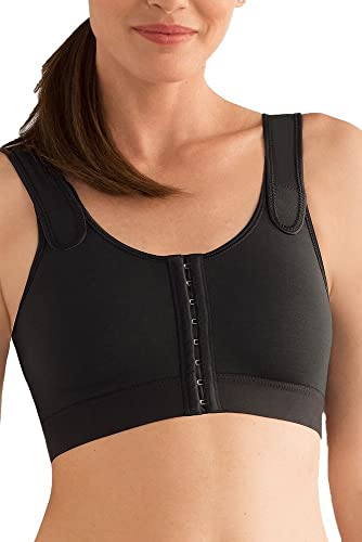 amoena Sarah Soft Prothesen-BH mit Vorderverschluss | Größe: 80C | Farbe: Schwarz | Doppellagige Schicht im Frontbereich | Weiches Klettverschluss-Vliesband | Gemoldete Cups | Weiches Unterbrustband von Amoena