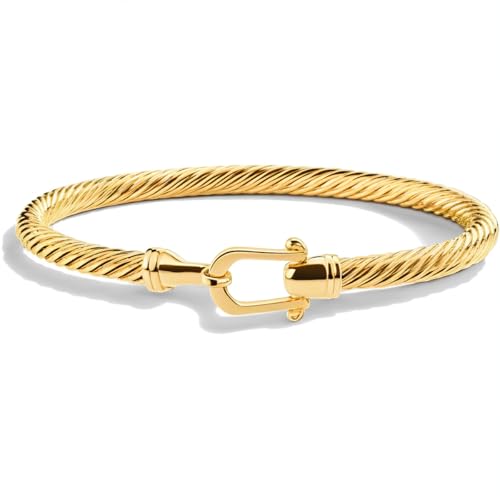 Amoina Gedrehtes Kabel-Armband für Damen, stilvolles, feines Edelstahl-Manschettenarmband mit Hakenverschluss, minimalistischer Schmuck Amoina Gedrehtes Kabel-Armband für Damen, stilvolles, feines Edelstahl-Manschettenarmband mit Hakenverschluss, minimalistischer Schmuck von Amoina