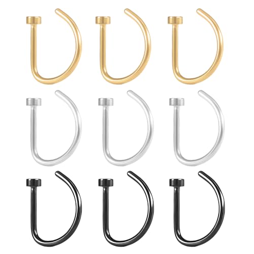 Amoina Nasenringe, 20 g, Edelstahl, Nasenpiercing, Schmuck, falsche Lippen-Hoop-Ringe für Damen und Herren, Metall, kein Edelstein, Metall, kein Edelstein Amoina Nasenringe, 20 g, Edelstahl, Nasenpiercing, Schmuck, falsche Lippen-Hoop-Ringe für Damen und Herren, Metall, kein Edelstein, Metall, kein Edelstein von Amoina