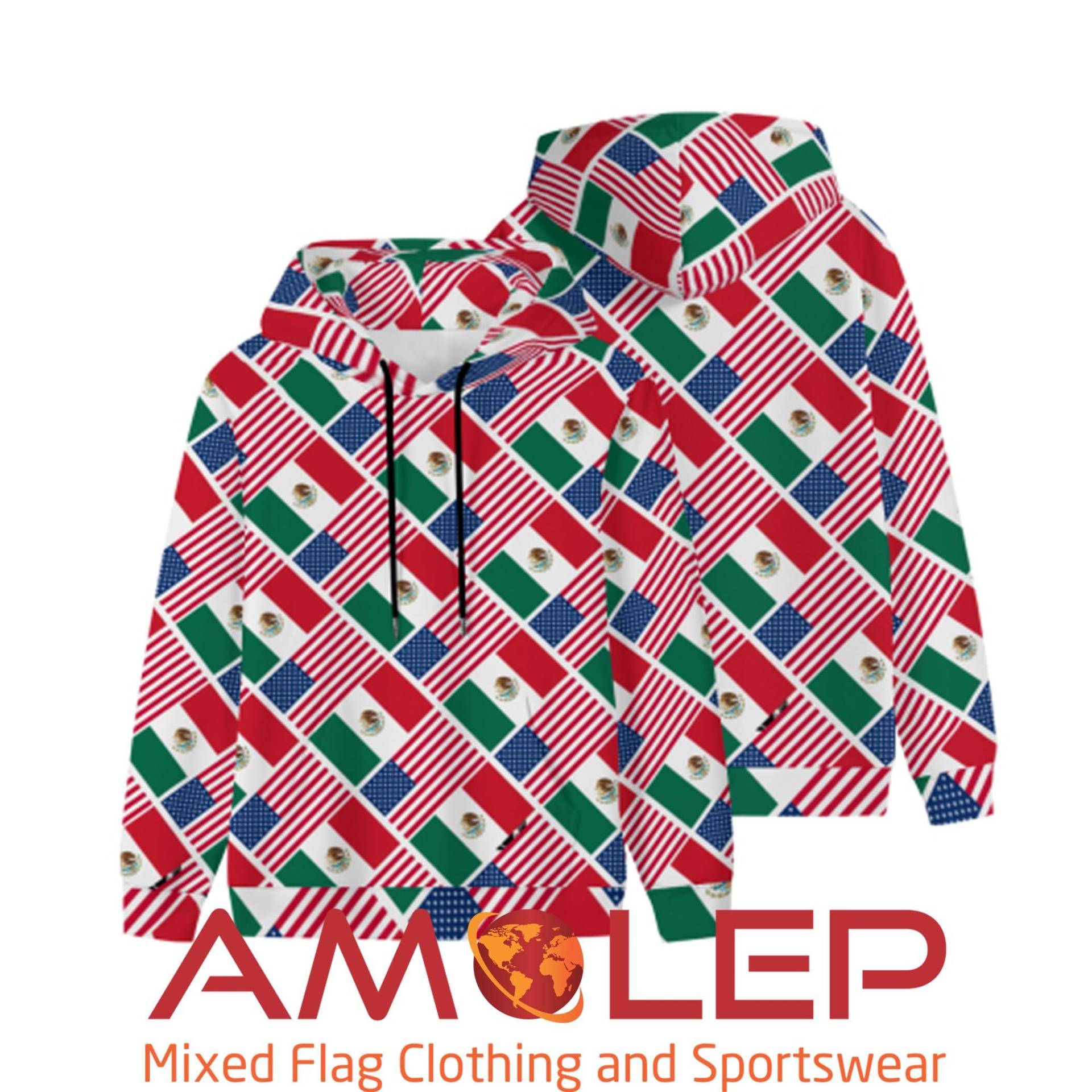 Custom Country Binational Dual Flag Hoodie - Choose Any 2 Flags For A Personalized All-Over Print Design von Amolep
