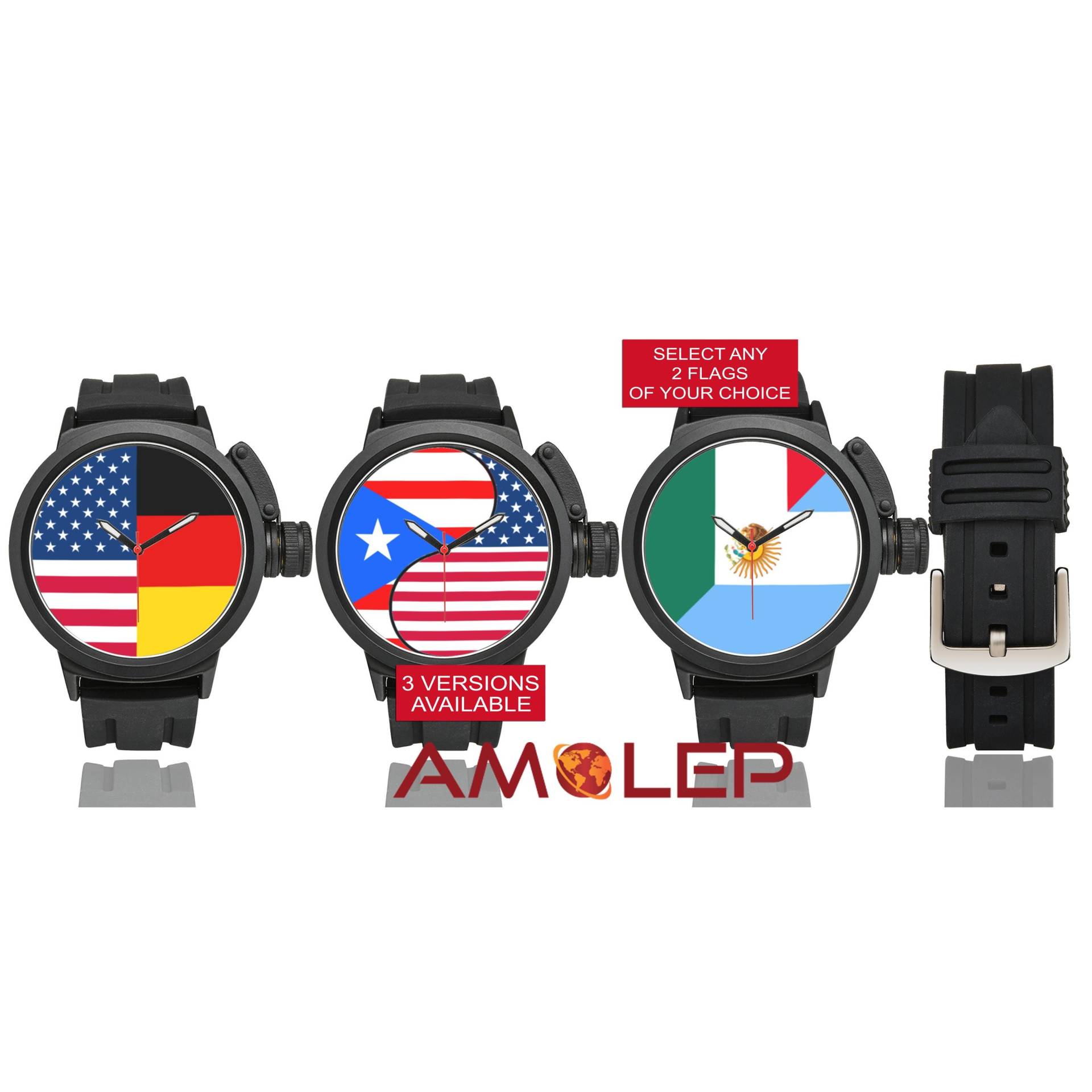 Custom Double-Flag Sports Watch - Personalize With Any Two Country Flags. Great Gift For Father, Mother, Son, Daughter, Husband, Christmas Custom Double-Flag Sports Watch - Personalize With Any Two Country Flags. Great Gift For Father, Mother, Son, Daughter, Husband, Christmas von Amolep