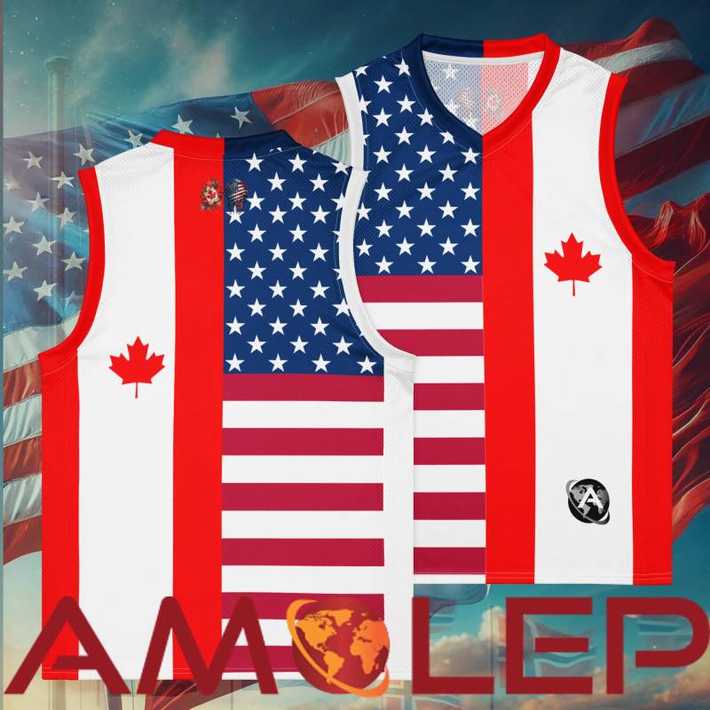 Custom Full Half-And-Half Dual Flag Basketball Unisex Jersey | Personalisable von Amolep