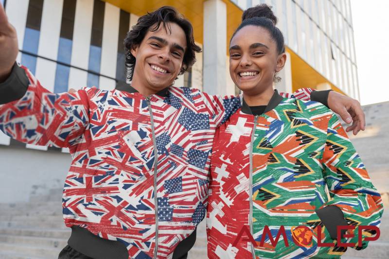 Double/Combo Flag Half & Bomber Jacket - Customizable | Select Any 2 Countries Of Your Choice von Amolep