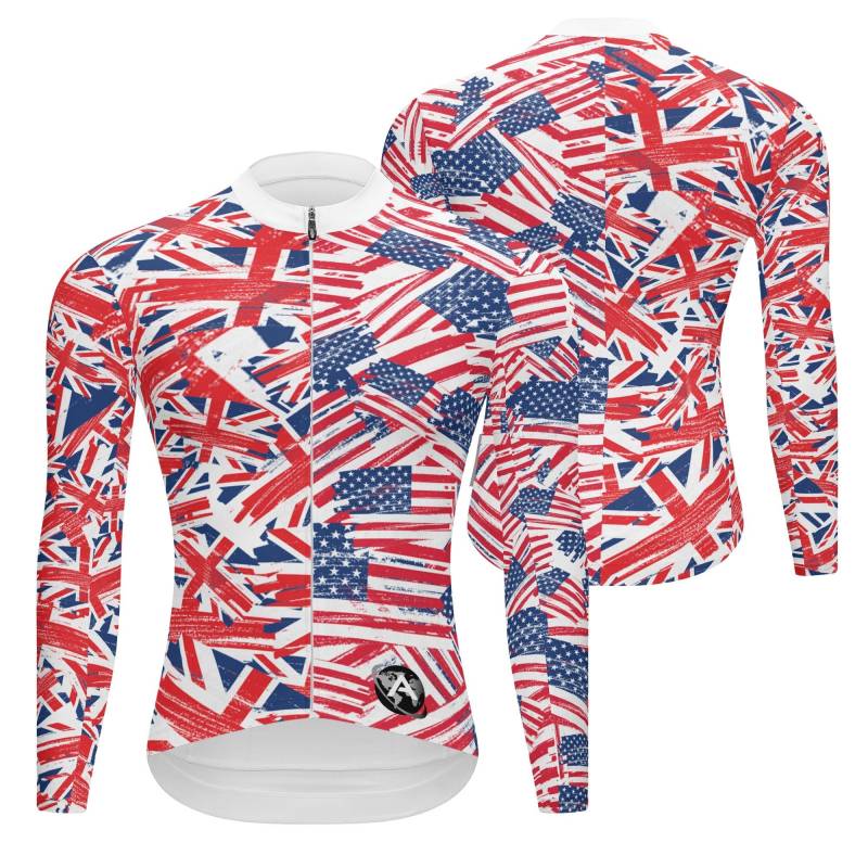 Double/Combo Flag Half & Cycling Jerseys Long Sleeve Top - Customizable | Select Any 2 Countries Of Your Choice von Amolep