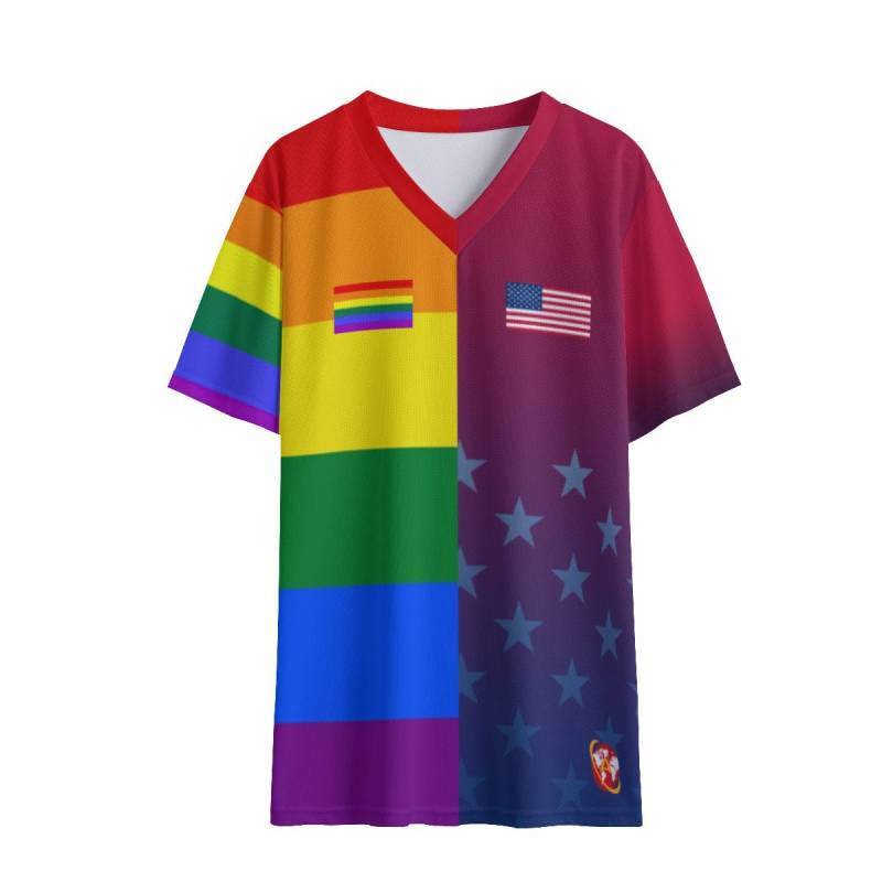 Half United States Of America | Usa & Rainbow Amolep Multinational Football /Soccer Jersey von Amolep