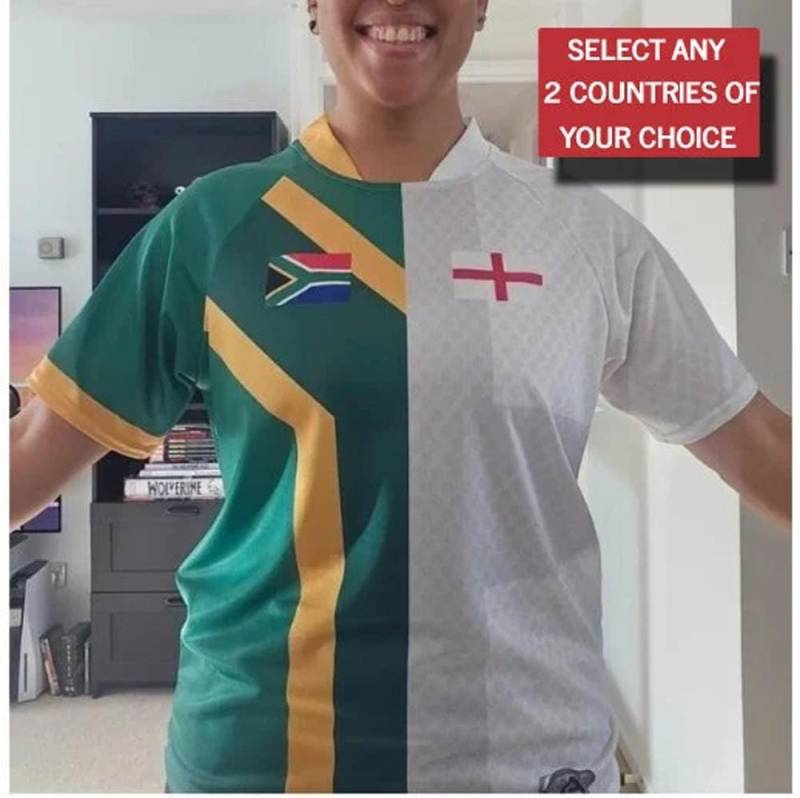 Half & Customisable Amolep Multinational Binational Rugby Jersey | Unisex von Amolep