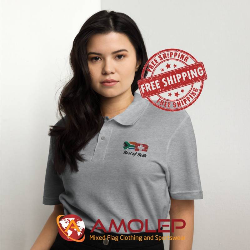 Half & Customisable Double Country | Dual Nation Amolep Grafitti Multinational Unisex Polo Embroidery Shirt von Amolep