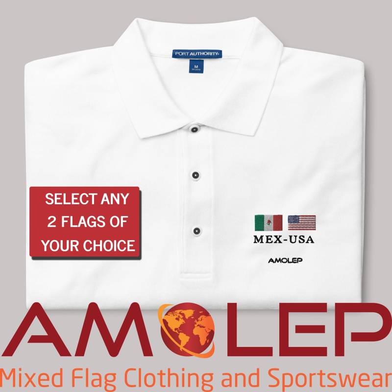 Half & Customisable Double Country | Dual Nation Amolep Multinational Polo Embroidery Shirt von Amolep