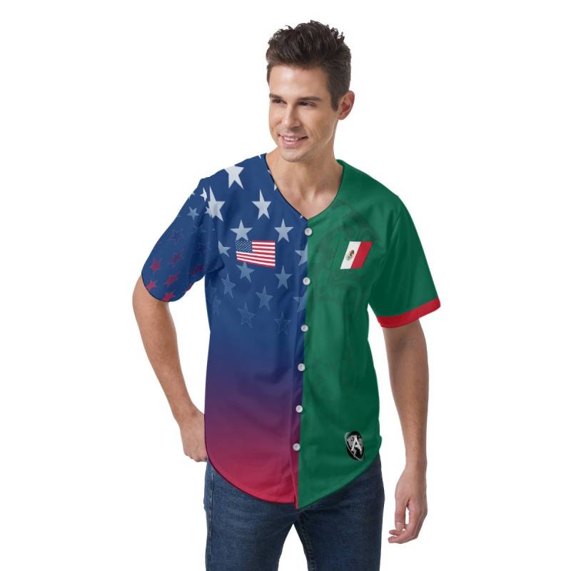 Half & Customisable Personalizable Amolep Multinational Baseball Jersey | Unisex von Amolep