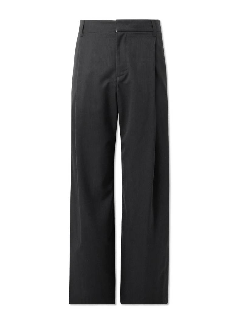 Amomento - Martine Wide-Leg Pleated Striped Wool-Blend Trousers - Men - Black - L von Amomento