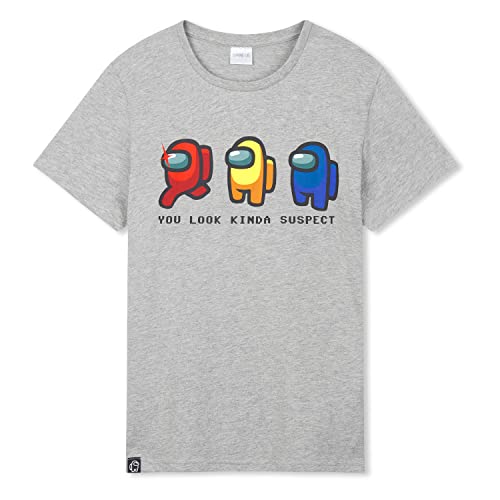 Among Us Tshirt Kinder Jungen, Gamer T-Shirts für Jungen (13-14 Jahre, Grau) von Among Us