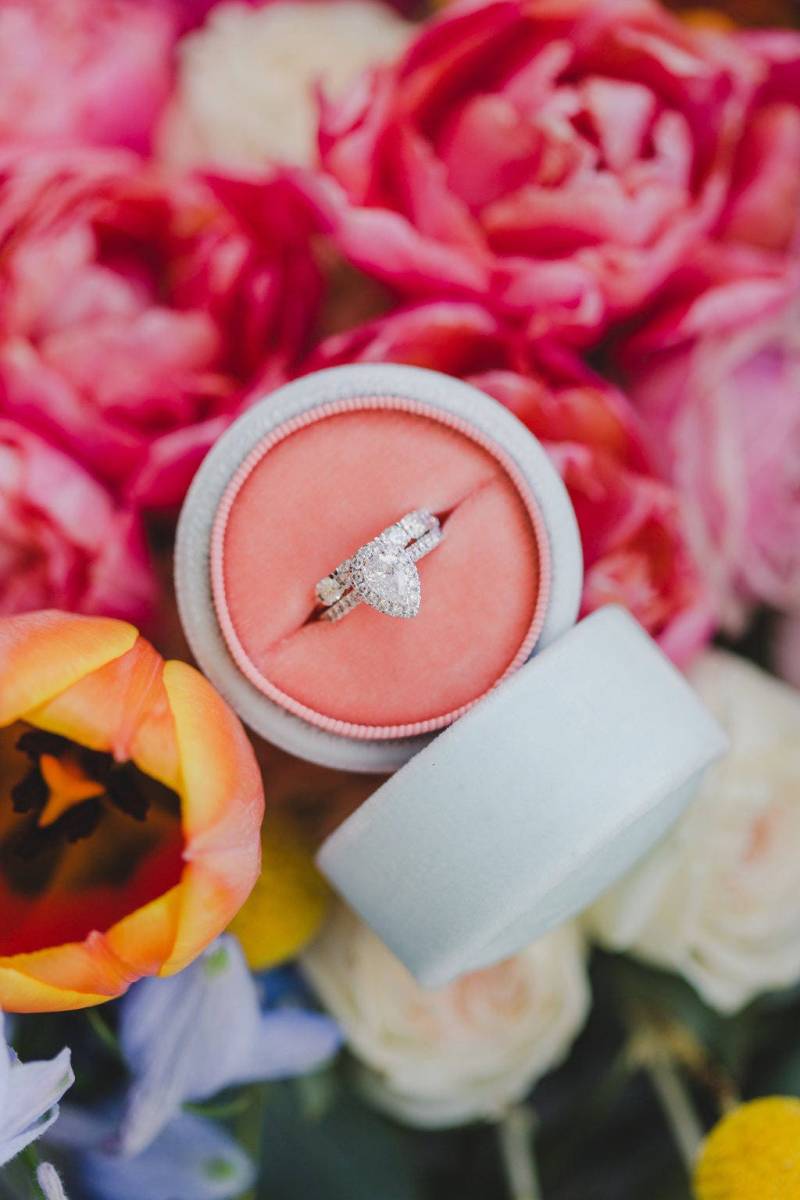 Samt Ring Kasten - Vintage-stil Seafoam Blau Außen, Koralle Innen von AmonieRingBoxes