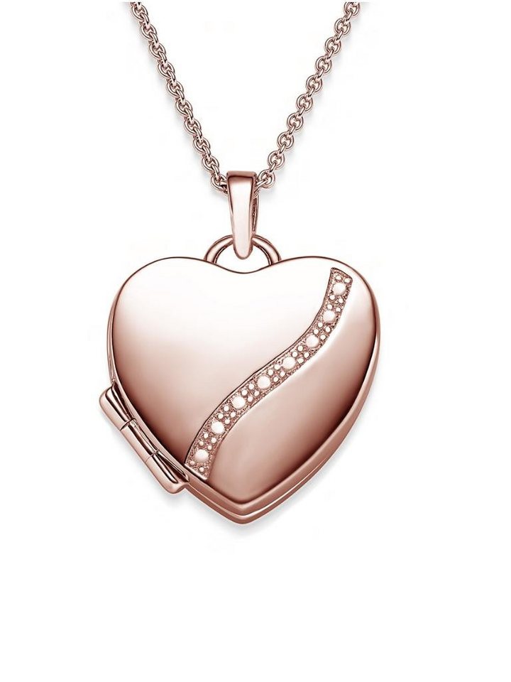 Amoonic Amulett Herz Medaillon zum Öffnen für Bilder Silber 925 Herzkette Anhänger (inkl. Schmucketui), Anhänger aufklappbar befüllbar Gravur Foto Gold Rosegold vergoldet von Amoonic