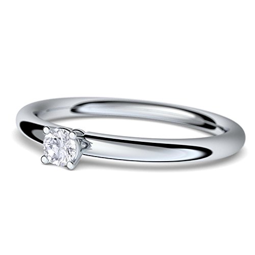 Antragsring Solitärring Verlobungsringe Solitär Silberring Verlobung dünn schmal klassisch AMOONIC mit Zirkonia Stein Damen Ring Heiratsantrag Ringe Silber wie Diamant AM159 SS925ZIFA50 von Amoonic