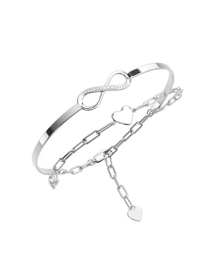 Amoonic Armband Damen Infinity Armband Sterling Silber 925 mit Zirkonia Silberarmband (inkl. Schmucktäschchen), Armband Silber, Gold Rosegold vergoldet Armkette und Armreif in einem von Amoonic