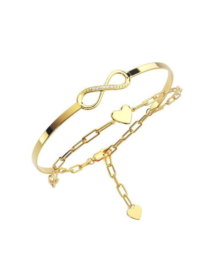 Amoonic Armband Damen Infinity Armband Sterling Silber 925 mit Zirkonia Silberarmband (inkl. Schmucktäschchen), Armband Silber, Gold Rosegold vergoldet Armkette und Armreif in einem von Amoonic