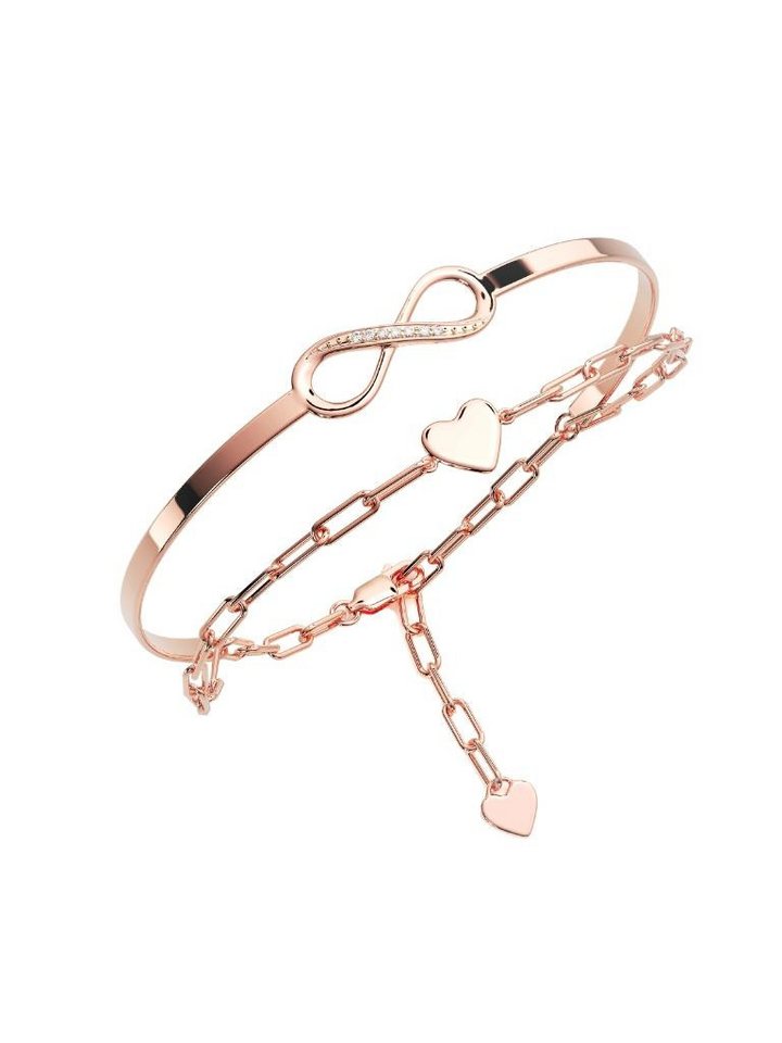 Amoonic Armband Damen Infinity Armband Sterling Silber 925 mit Zirkonia Silberarmband (inkl. Schmucktäschchen), Armband Silber, Gold Rosegold vergoldet Armkette und Armreif in einem von Amoonic