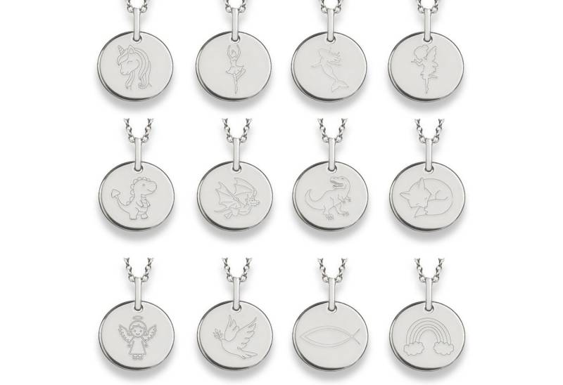Amoonic Kette mit Anhänger Kinderkette Silber 925 mit Gravur – Geschenk für Mädchen & Jungen (inkl. Schmucktäschchen), Kinderkette mit Gravursymbol Taube von Amoonic