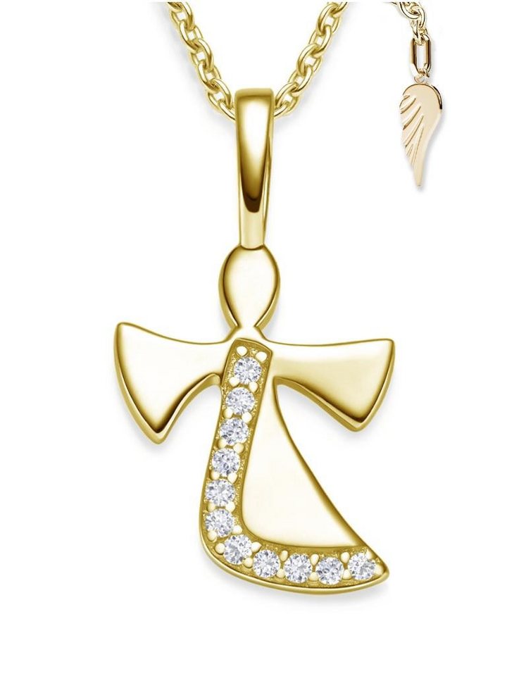 Amoonic Kette mit Anhänger Schutzengel Kette Silber 925 mit Engel-Anhänger Halskette für Kinder (individuell anpassbare Halskettenlänge), Silberkette Gold Rosegold vergoldet Kinder-Schmuck Geschenk Mädchen von Amoonic